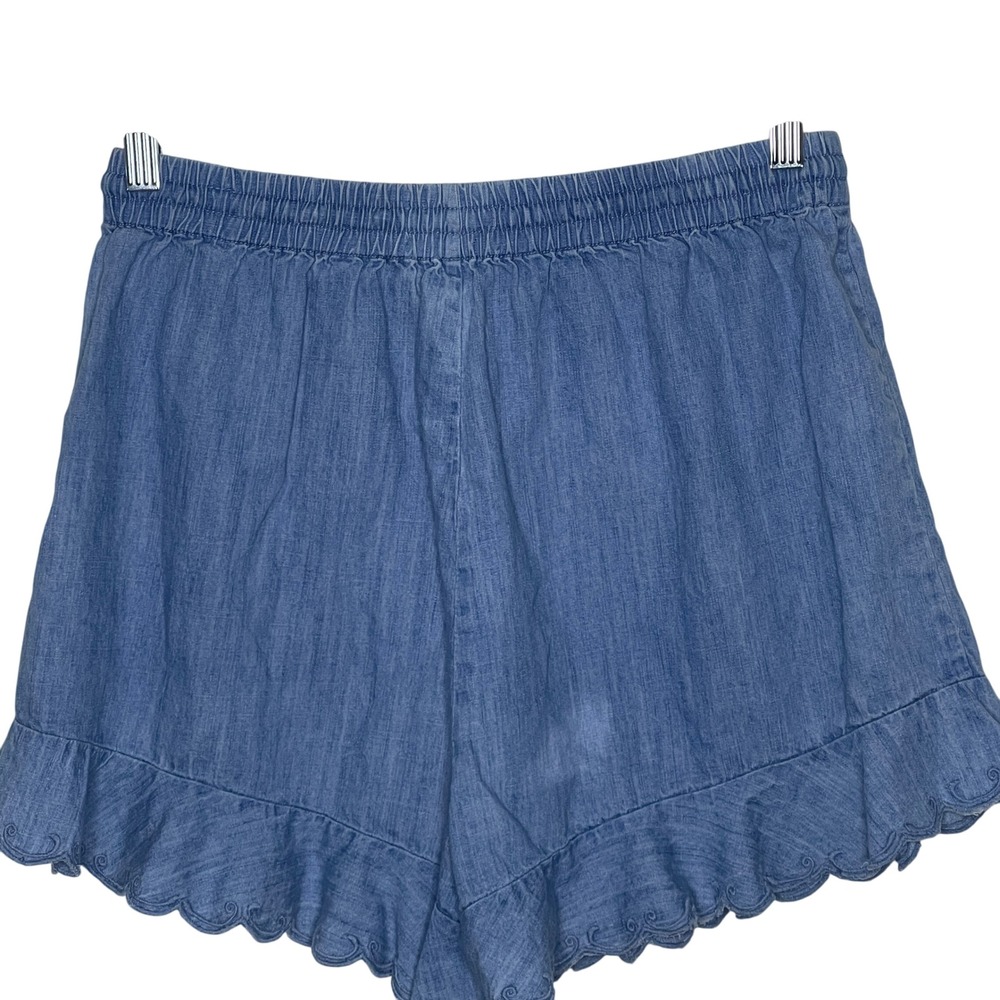 Pilcro Chambray Ruffle Shorts Drawstring Waist Lightweight Women's M - Picture 2 of 5